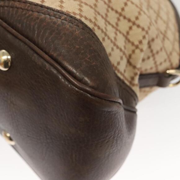 GUCCI Diamante Horsebit Hand Bag Canvas Gold Beige - Picture 13 of 16